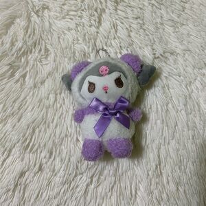 Kuromi Sanrio Plush Bag Charm Keychain Purple Kawaii Cute Coquette Goth